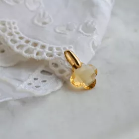 Pendentif Trèfle or et citrine