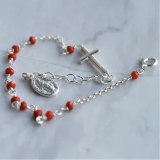 dizainier argent perles rouge laudate