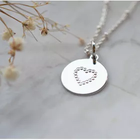 Bijou Pendentif Jeton coeur perlé argent