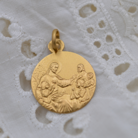 Medaille bapteme jésus et les enfants