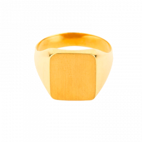 Chevalière or carrée angle ronds homme