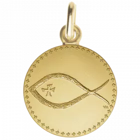 Medaille bapteme Symbole Poisson Ictus