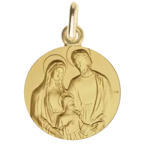 medaille de bapteme tres sainte famille or maison laudate