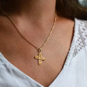 croix or pendentif bapteme laudate