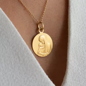 Médaille bapteme vierge à l'enfant madone de botticelli