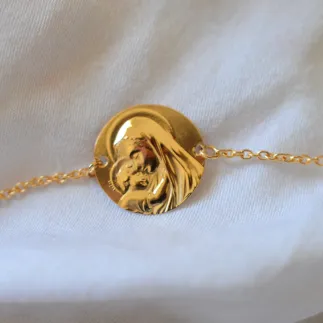 laudate bracelet medaille bapteme or 9 carats
