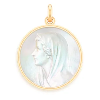 Medaille bapteme Vierge au voile nacre