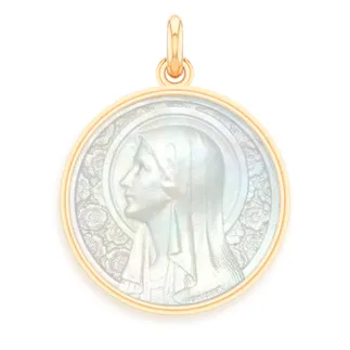 Medaille bapteme Vierge à l'Eglantier nacre