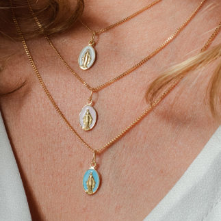 laudate medaille miraculeuse or 18 carats bleu